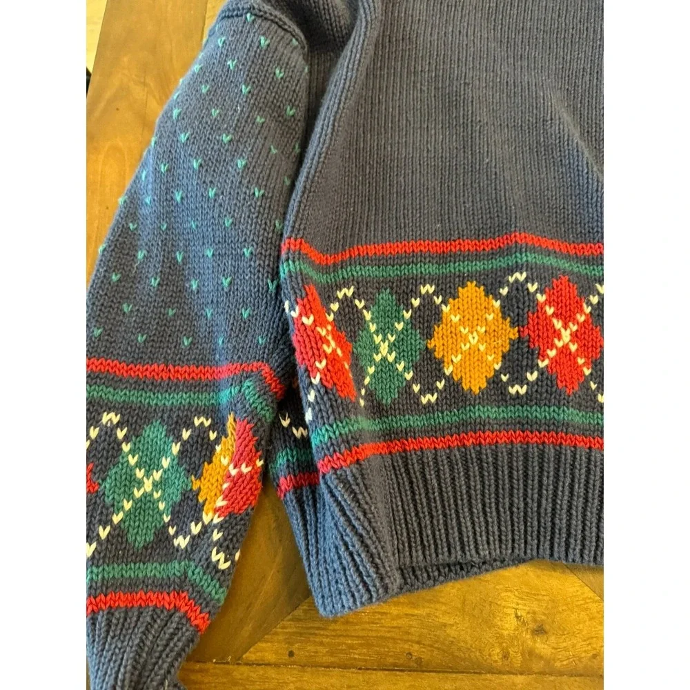 Vintage‎ 62 East Women Cardigan Sweater Size L Blue Preppy Red Accent - Picture 4 of 5